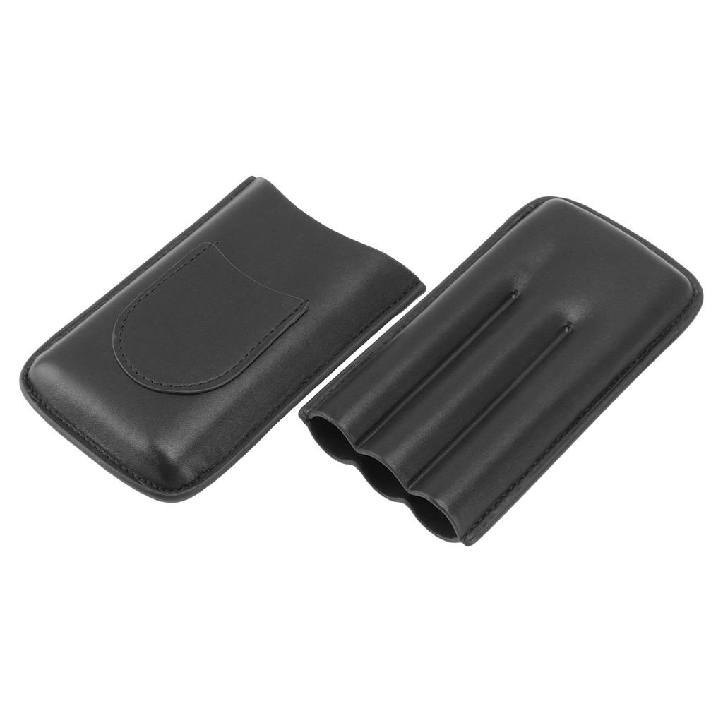 Cigarette Case Leather 3pcs Capacity Portable Cigar Storage Box with   for Outdoor