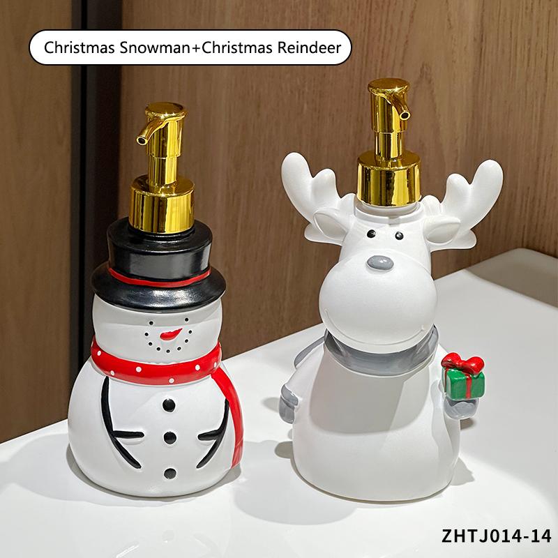 Flacone Sapone Creativo Babbo Natale Riutilizzabile Pupazzo di Neve Natalizio Dispenser Sapone Renna Flacone Pressa Gel Doccia Flacone Sapone per le Mani