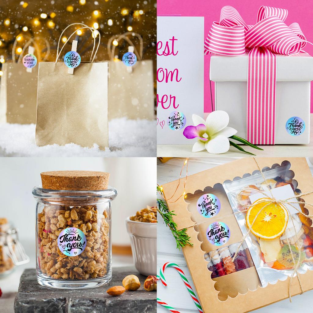 500 Sheets/roll Laser Thank You Sticker Thank You Seal Sticker 1 Inch Thank You Tag Sticker