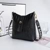 Crocodile Pattern Bucket Shoulder Crossbody Women's Bag Versatile Trend Stone Pattern Buckle Niche Bag