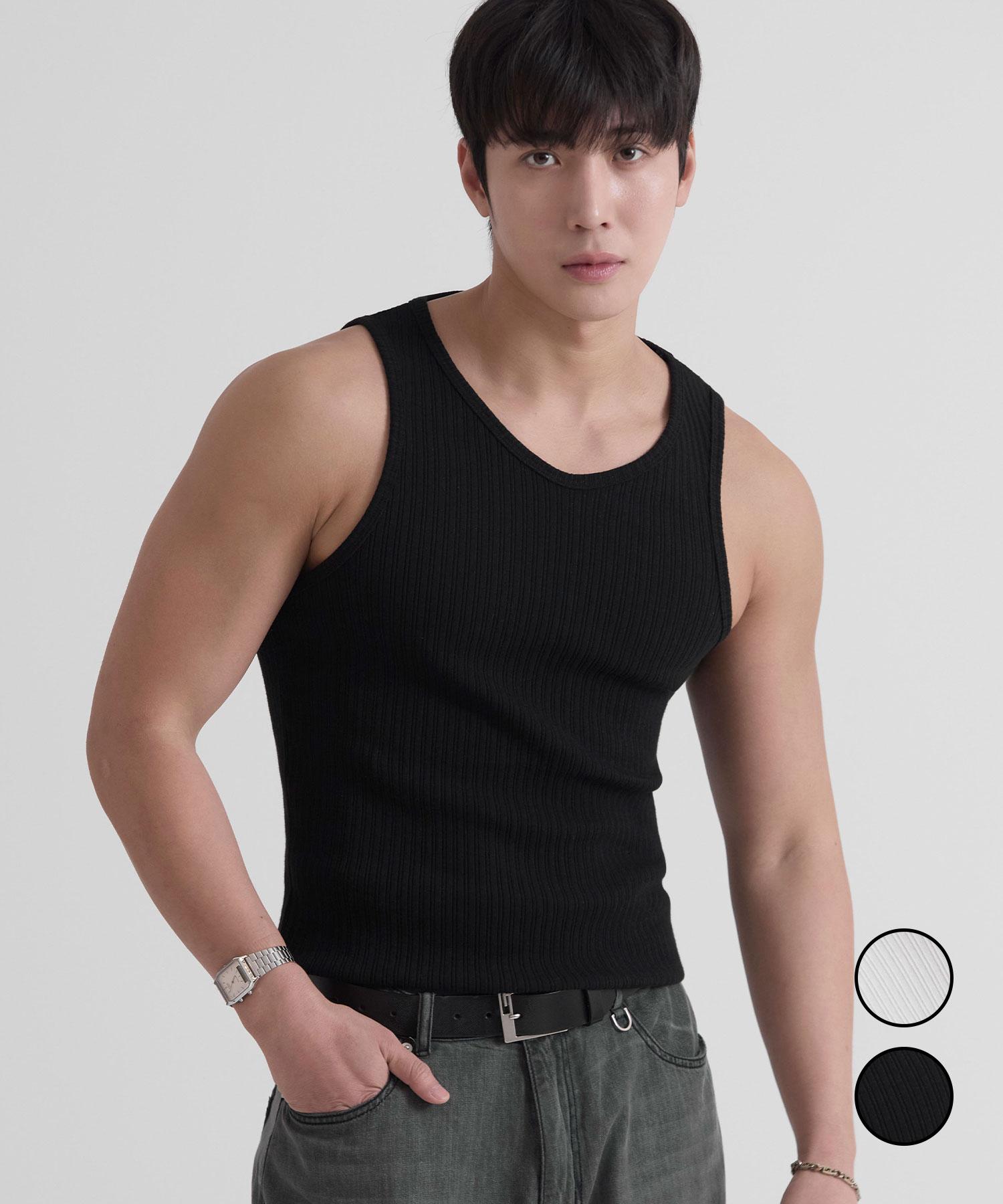 Minimal Code Ribbed Cotton D-Ring Sleeveless 2 Colors White/M