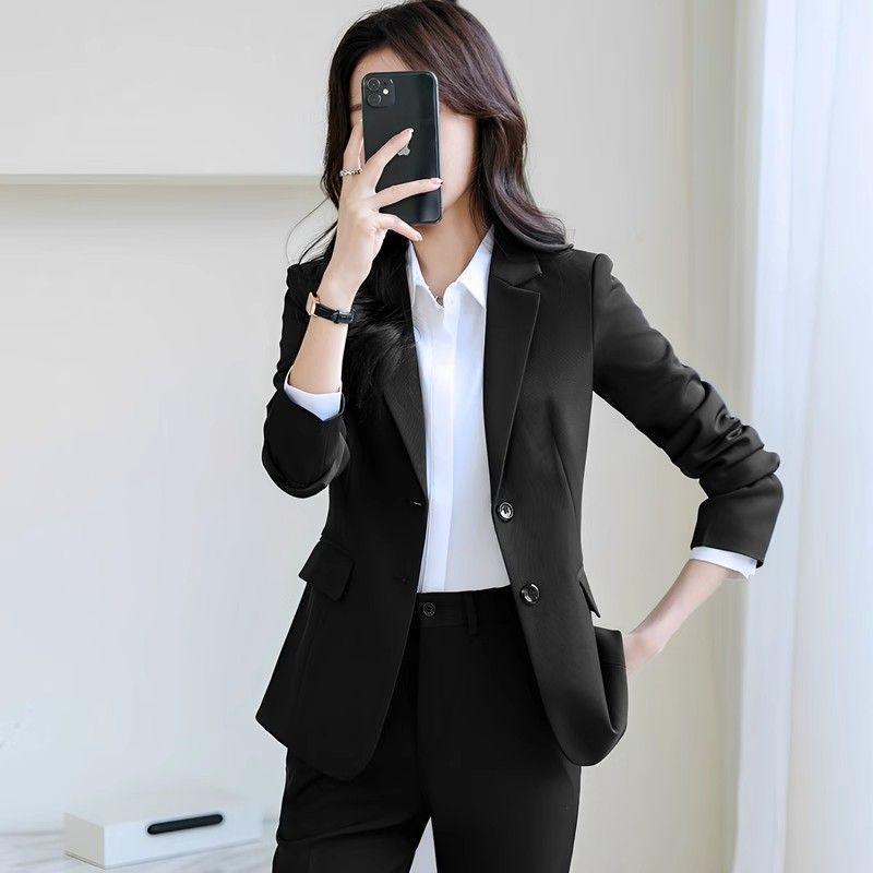 

Женский пиджак на двух пуговицах - Профессиональная рабочая одежда для весны и осени, Идеально подходит для собеседований и формальной офисной одежды XL 107-116 lbs