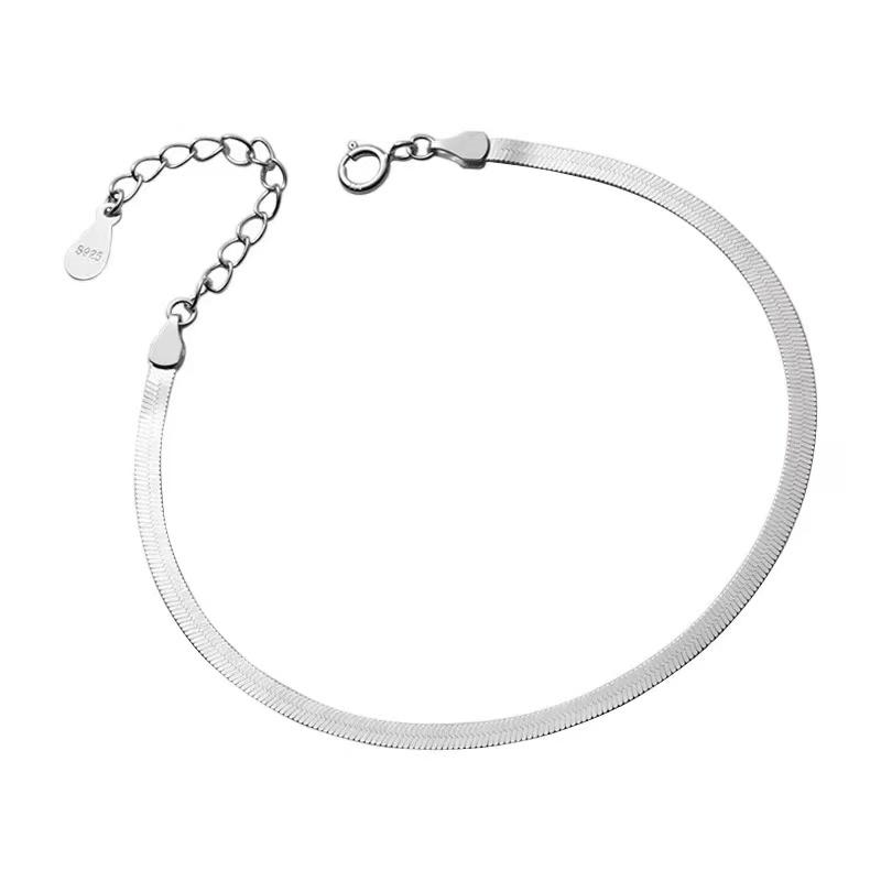 Neues 925 Reines Schlangenknochen Armband Einfacher Stil Charm Doppelreihiges Armband Geburtstagsfeier Geschenk für Frauen Exquisiter Schmuck