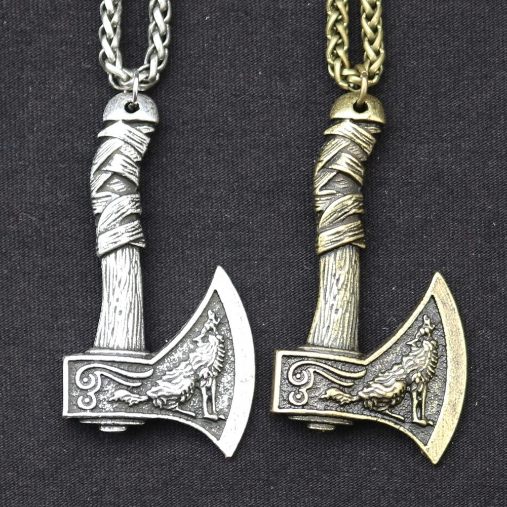 Viking Axe Necklace Lumberjack Wolf Axe 123