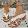 One-word Sandals European and American Large-size Summer New Thick-heeled European and American High-heeled Toe Sandals