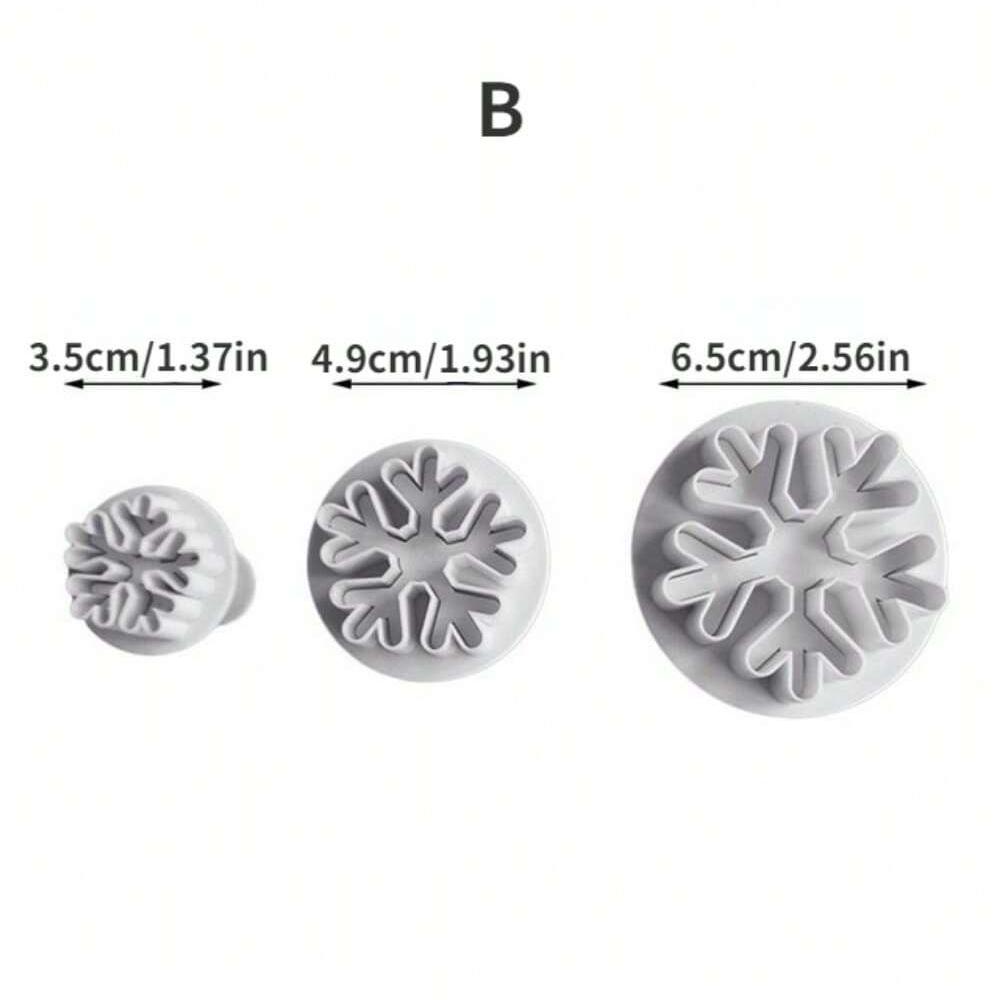 Snowflake Cookies Biscuit Mold Fondant Sugarcraft Plunger Cookie Cutters Xams Snow Cupcake Cake Decorating Tool Christmas
