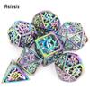 7 Pcs Colorful  Rotary Cyclone Metal Dice Hollow Metal Polyhedral Dice Set Suitable for Role-Playing RPG  Board Game Card Game