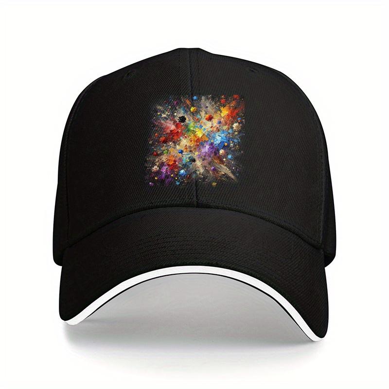 Vibrant Abstract Color Splash Baseball Cap Adjustable Cotton Casual Dad Hat for Men Women Outdoor