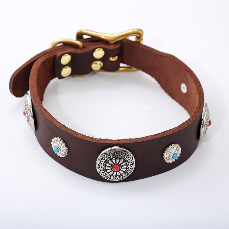 

Ошейник из коровьей кожи для средних и крупных собак, защита шеи, ошейник для собаки-лошади, ротвейлера, аксессуары из коровьей кожи, ошейник L