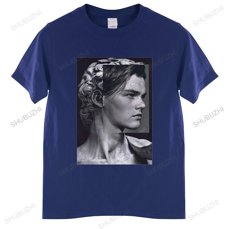 Men's Harajuku Stone Statue David T-Shirt Movie Jack Dawson Leonardo DiCaprio Patchwork Print Tops Casual Streetwear T Shirt Men