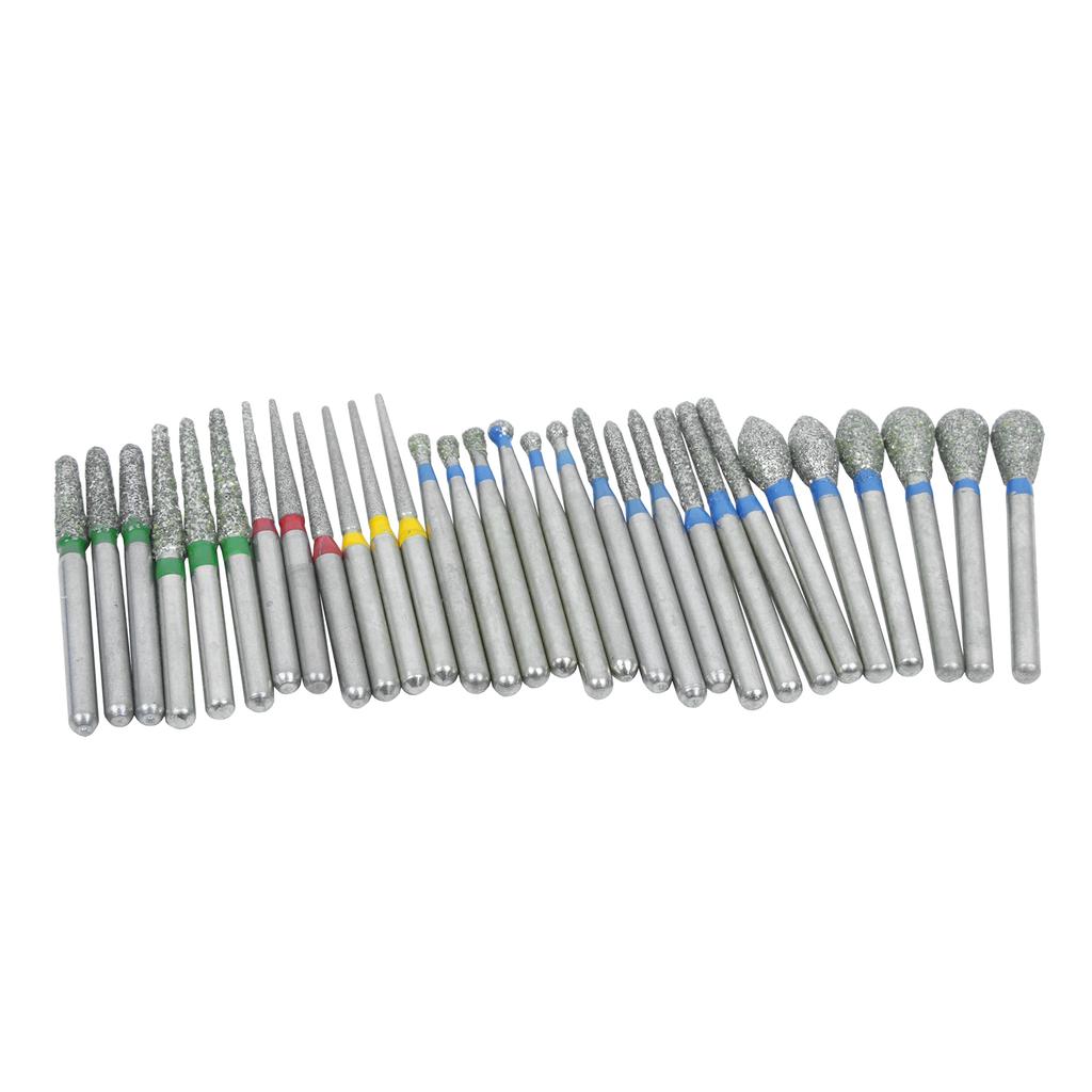 Set di 30 frese diamantate dentali con portamanico in alluminio, trapano ad alta velocità per dentista, disinfezione in autoclave