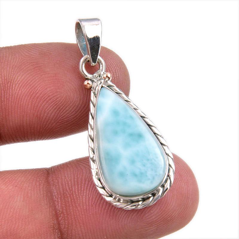 

Natural Republic Larimar Gemstone Handmade 925 Solid Silver Pendant 1.50 k9I94
