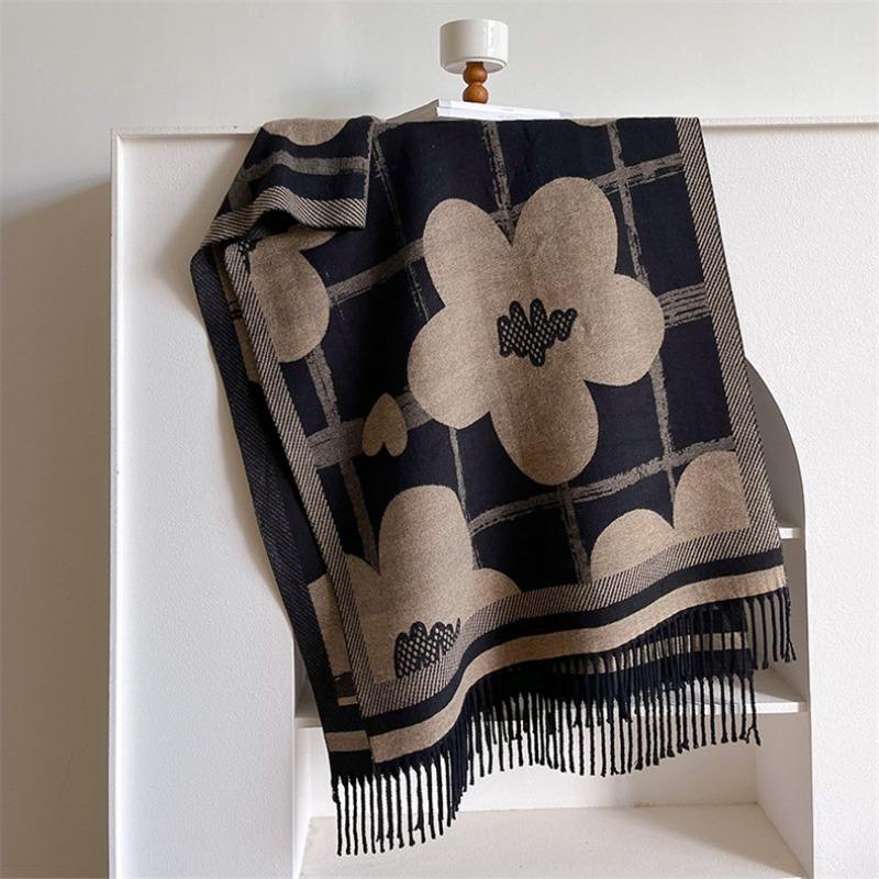 

Plaid scarf women s winter versatile new imitation cashmere shawl thickened warm student couple scarf 180x65cm