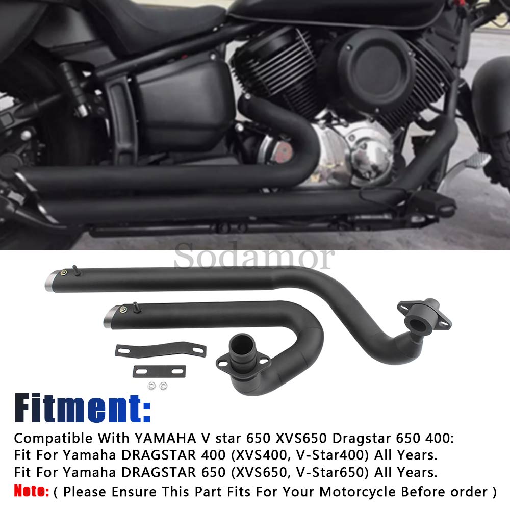 Motorcycle Part Exhaust Pipes Mufflers Steel Pipes Stainless Black For Yamaha Dragstar 650 400 V-Star 650 XVS650 XVS400