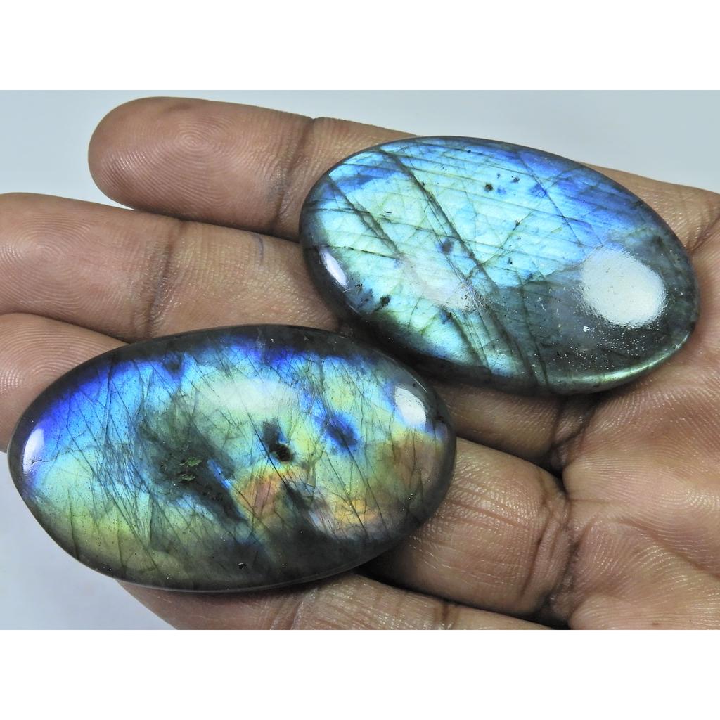 47-49 MM Natural Labradorite Multi Oval Cabochon Loose Gemstone 2 Pcs Lot D-208
