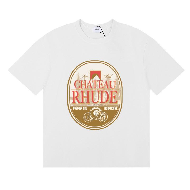 RHUDE Geometric Letter Print T-Shirt Mens Womens American Vintage Short Sleeve Tee