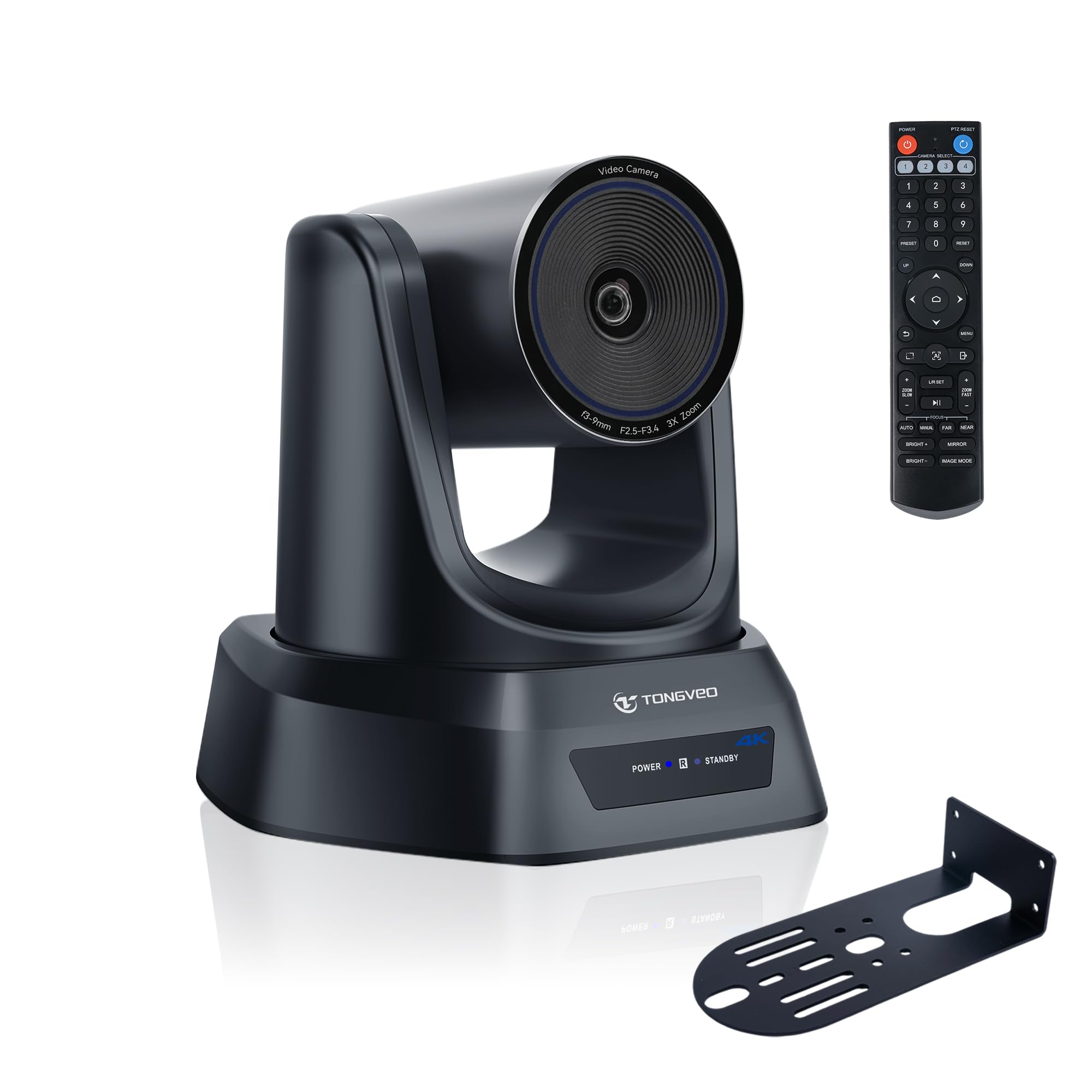 

TONGVEO 4K UHD PTZ Web Conferencing Camera with 3x Optical AI Auto USB Wide for Remote Tripod Mountable Zoom, Tracking, 30fps, HDMI, 3.0, 350°