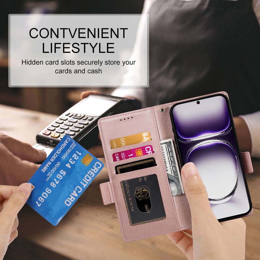 DF-010 For Oppo Reno12 5G (Global) Wallet Phone Case Stand PU Leather Flip Cover