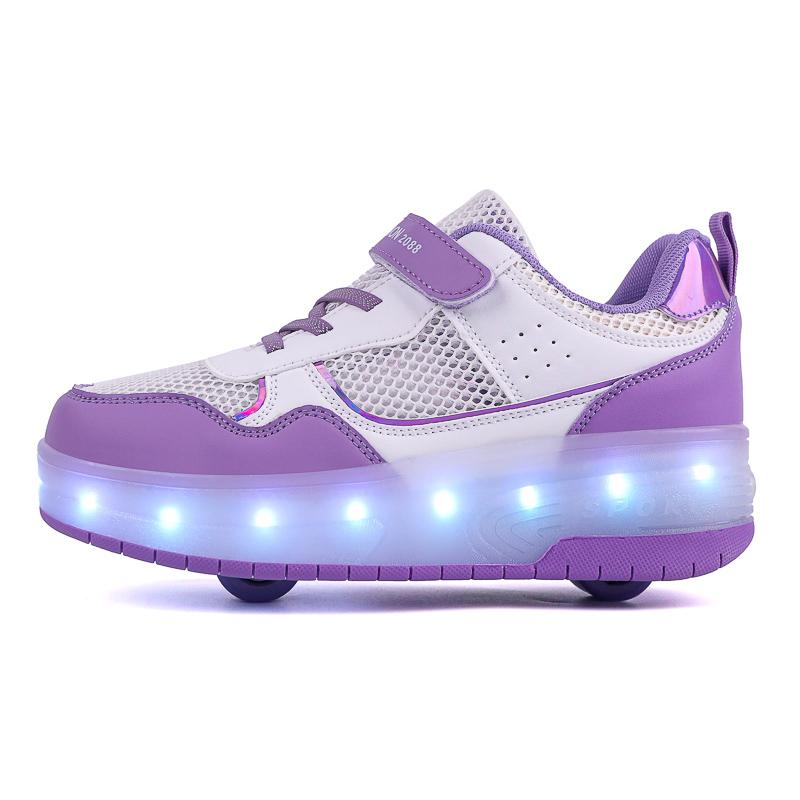 

Летние светящиеся кроссовки для детей, обувь для трения, детская обувь, обувь с зарядным светильником, детские светящиеся кроссовки 40 фиолетовый/белый