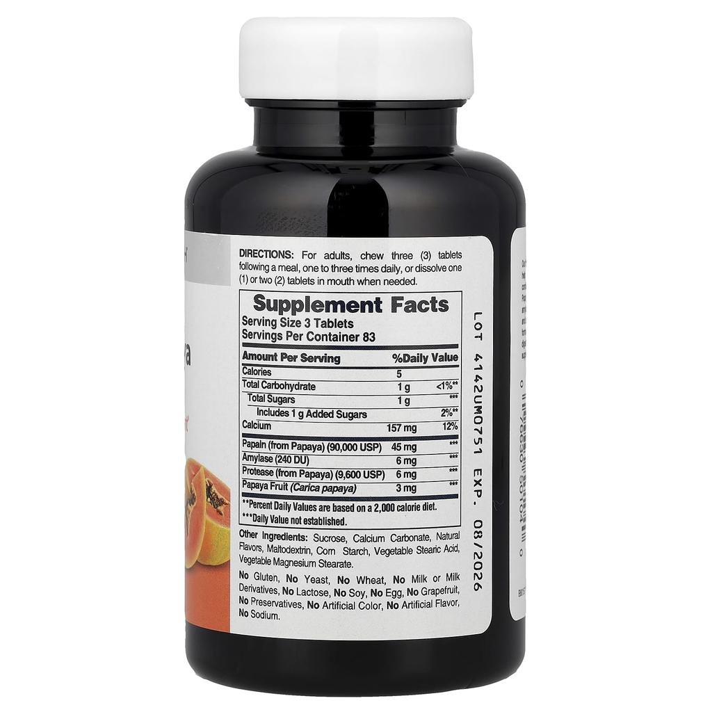 Original Chewable Papaya Enzyme, 250 Tablets