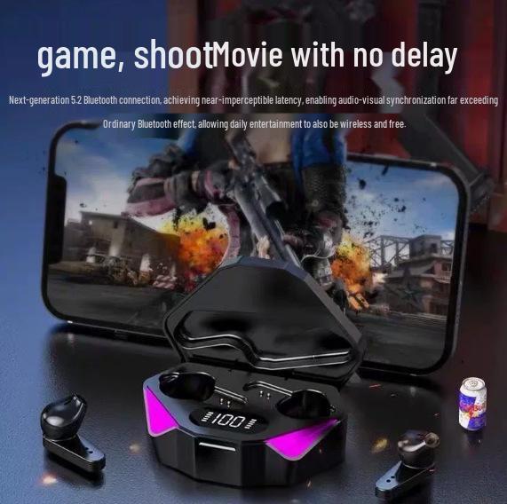 Cross-border E-sports Bluetooth In-ear Gaming Headset with Intelligent Power Display and Long Battery Life.