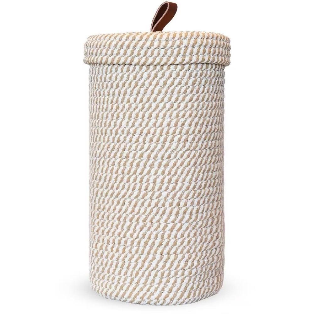 Bohemian Stil Toilettenpapierrollen Aufbewahrungskorb mit Deckel Kleinkram Organizer Kleiderschrank Style 2 white
