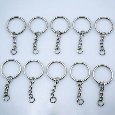 10 Uds DIY llavero en tono plateado llaveros en blanco anillos divididos con cadena de 4 eslabones