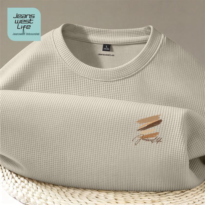 JEANSWEST LIFE Men's Waffle Knit Crew Neck T-shirt