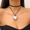Korean velvet love necklace, Japanese and Korean personality exaggerated long adjustment fashionable versatile creative wear more law accessories