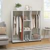Wardrobe Closet Mobile Storage Furniture 6 Wheels 120 X 40 X 128 Cm In White Wood