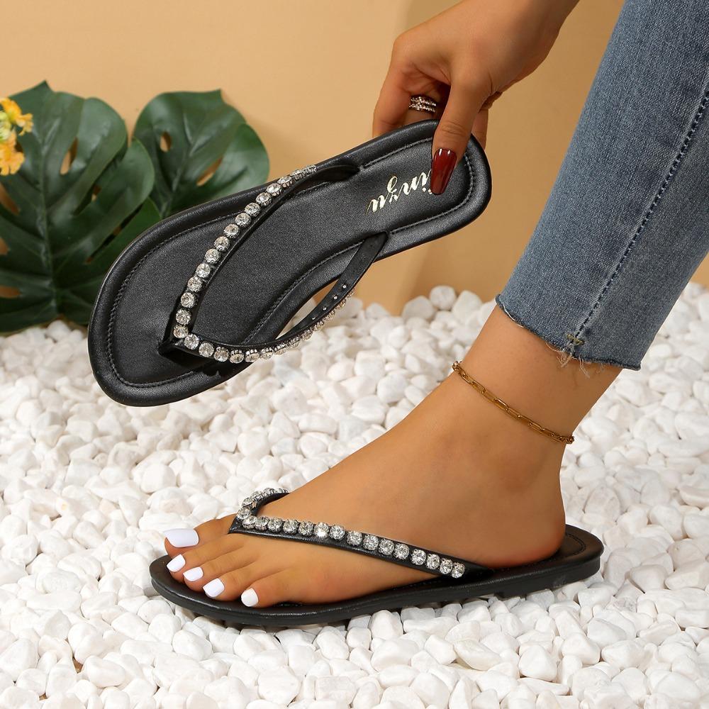 Women Summer Luxury Slides Shoes Rubber Flip Flops Shale Female Beach Pantofle Platform Designer Hawaiian Rhinestone Slippers