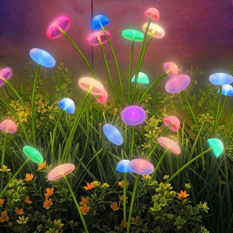 6LED/8LED/10LED Solar Mushroom Lights Outdoor Waterproof Garden Decor, 4-Color Landscape Lighting for Patio Lawn, Starlight Bulbs Ideal Gift