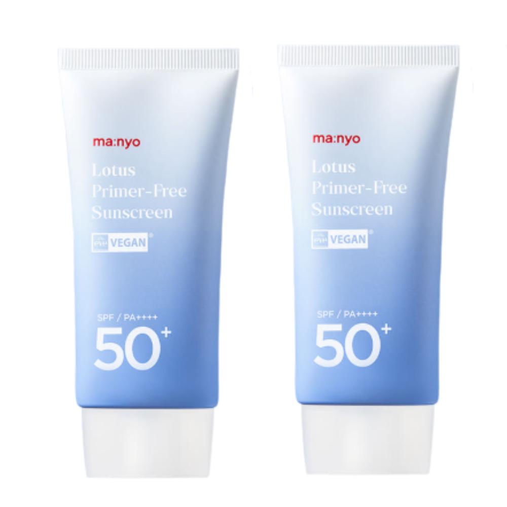 

ma:nyo Lotus Primer-Free Sunscreen 50ml Duo Set | SPF50+ PA++++ Pore-Blurring & Skin-Smoothing K-Beauty Sun Care