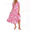 2 New bubble sleeve pleated backless printed high waist short sleeve dress women