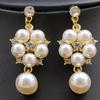 1 Set Bride Necklace Earrings Set Faux Pearl Flower  Luxury Women Girl Necklace Dangle Earrings Wedding Jewelry Gift