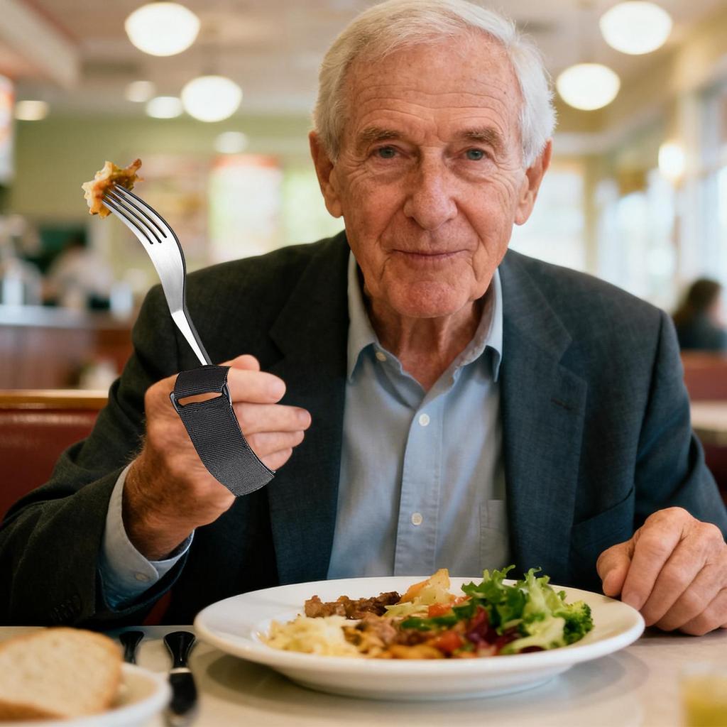 Adaptive Utensils Holders Non-Slip Elastic Elderly Eating Hand Cuff Strap For Limited Mobility Weak Grip Muscle Weakness