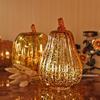 LED Glass Pumpkin Decoration with Warm Light for Fall Halloween Home Decor