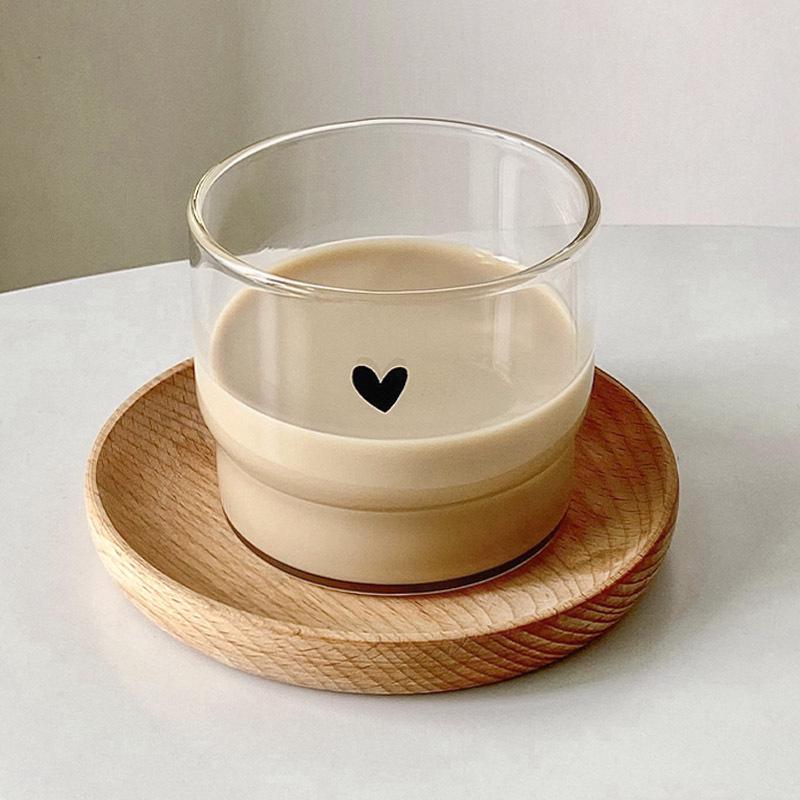Smiling Heart Glass Cup: Handleless, Single-Layer for Yogurt, Ice Cream, Coffee, and Pudding