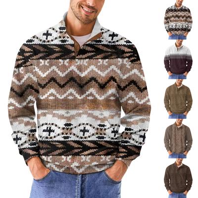 Męska bluza retro casual z nadrukiem gradientowym