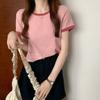 Clash of Colours Round Neck Short Sleeve T-shirt Women's Summer Bottoming Shirt Slim Tops