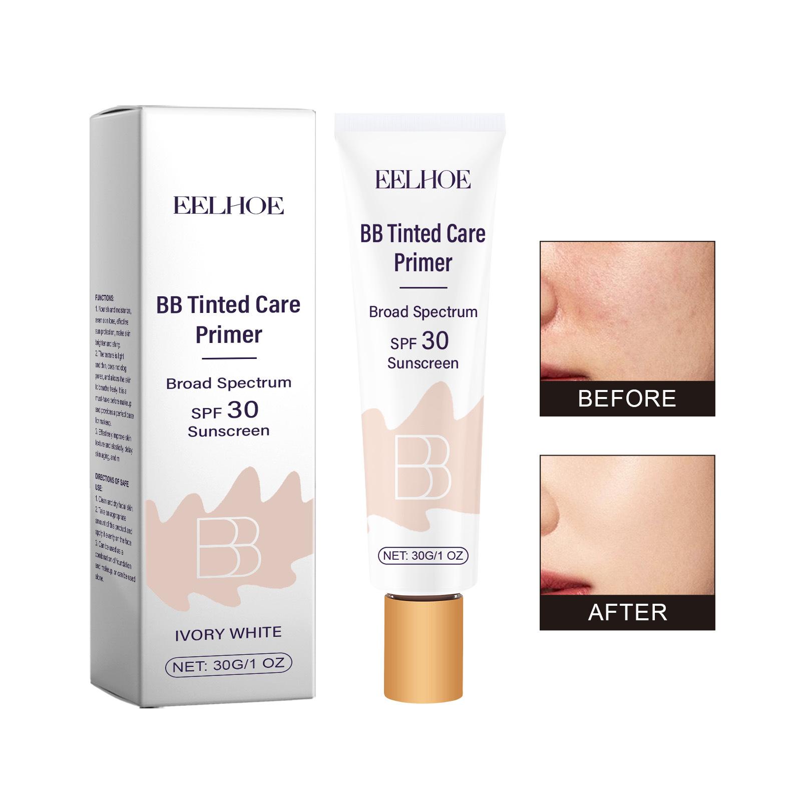 

EELHOE BB Cream Makeup Foundation Full Coverage Concealer Waterproof Sunscreen Spf 30 Skin Glow Products Brightening Face Primer слоновая кость