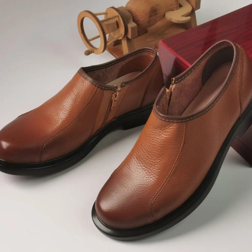 Round Toe Male Casual Shoe Office Brown Men's Leather Shoes Legitimate Retro Shipping Free Delivery Size 45 Designer Comfortable