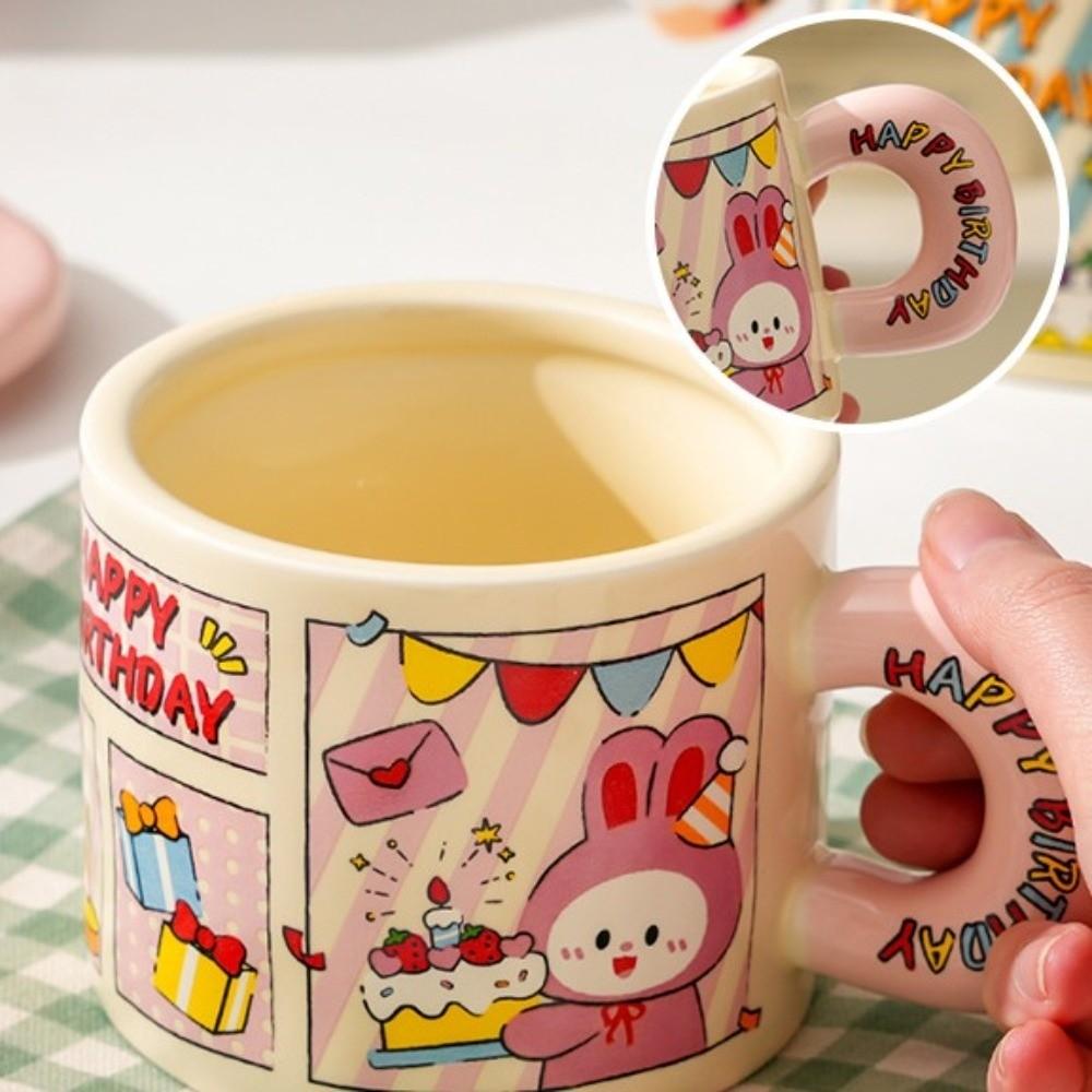 Dog/Rabbit/Panda Cartoon Ceramic Mug Cup Ceramic Dog Coffee Mug Happy Birthday Mug Office