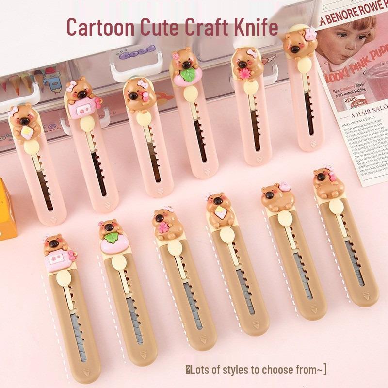 Custom Cute Cartoon Bear Utility Knife for Paper Cutting and Unboxing - Ideal for Students and Offices