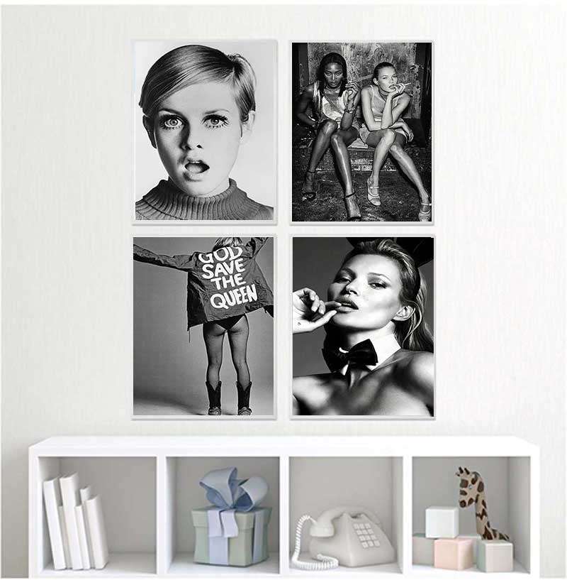 Vintage Sexy Supermodel Kate Moss Poster Rauchend Leinwandbild Druck Wandkunst Feministische Mode Wandkunst Bild Hoom Dekor