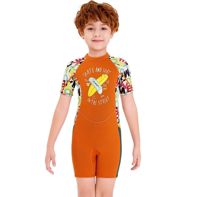 2.5MM Children's Diving Suit Men's One-piece Short-sleeved Swimsuit Girls 'thick Warm Sun-protected Surfing Jellyfish