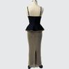 Multicolor Rhinestone Bandage V-Neck Spaghetti Strap High-Waist Evening Gown Set
