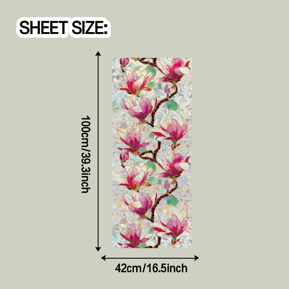 

Наклейки статические декоративные для входной двери и окна дома из стекла, вырезанные лазером, переливающиеся, фиолетовые магнолии 42*100CM