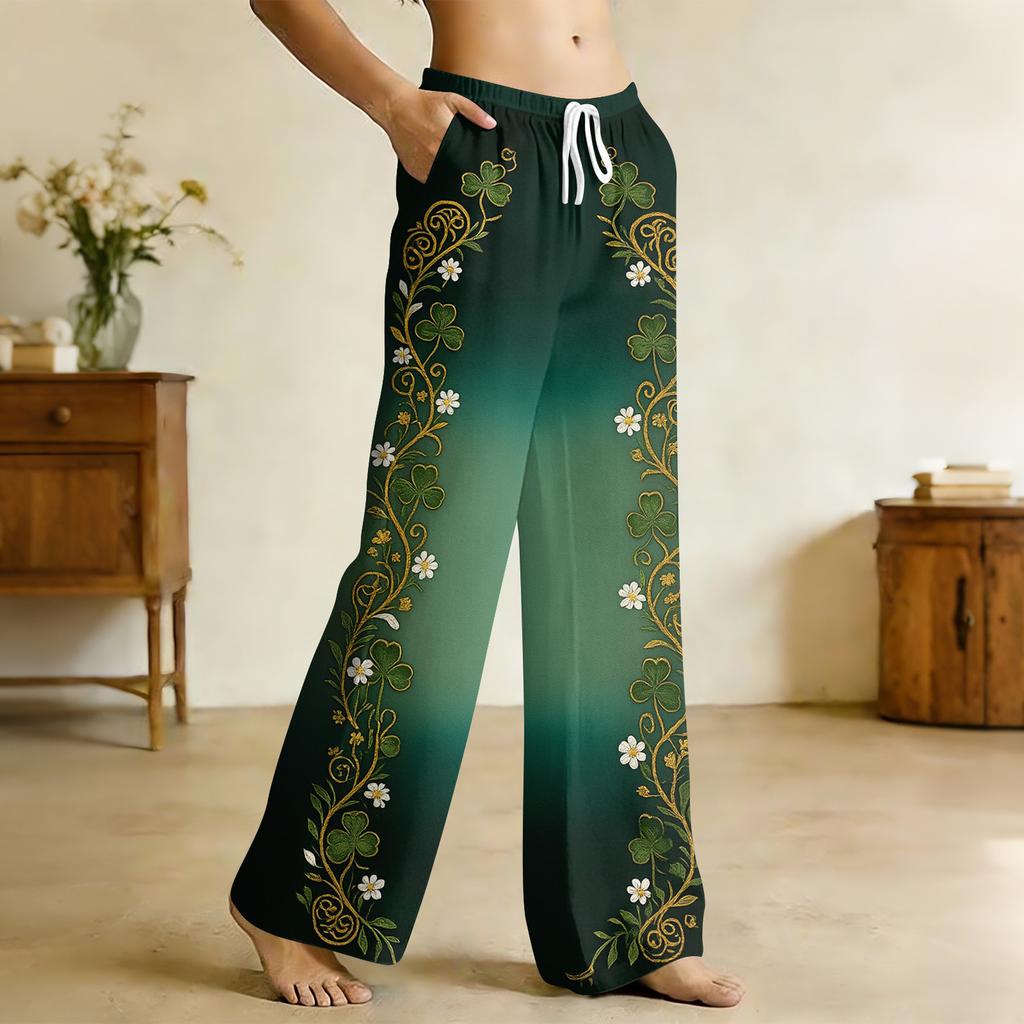 Pajama Pants Sleepwear Casual Drawstring Elastic Waist Pants Comfy Straight Yoga Loose Trousers