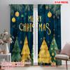 2pcs,2D Plane Printing Window Curtain Christmas Pine Trees Polyester Fabric (without Rod) Art Deco Festive Perfect for Living